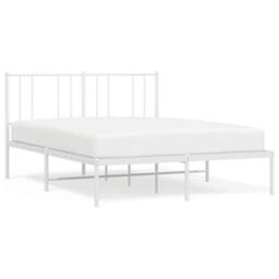 Berkfield Home Metal Bed Frame with Headboard White 120x200 cm - Size: Small Double - thumbnail 1