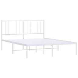 Berkfield Home Metal Bed Frame with Headboard White 120x200 cm - Size: Small Double - thumbnail 3