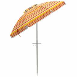 Costway 2M Patio Beach Umbrella Portable Sunshade Umbrella UPF 50+ with Sand Anchor in Natural - thumbnail 3