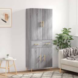 Berkfield Home Highboard Grey Sonoma 69.5x34x180 cm Engineered Wood - thumbnail 2