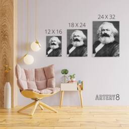 "Artery8 Portrait Photo Political Theorist Karl Marx Canvas Wall Art Print in Grey - Size: W18"" x H24""" - thumbnail 4