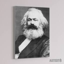 "Artery8 Portrait Photo Political Theorist Karl Marx Canvas Wall Art Print in Grey - Size: W18"" x H24""" - thumbnail 2