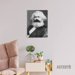 "Artery8 Portrait Photo Political Theorist Karl Marx Canvas Wall Art Print in Grey - Size: W18"" x H24""" - thumbnail 3