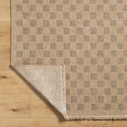 Livabliss Mirage-Cottage Tan Brown Checkboard Fringe Jute-Look In- & Outdoor Rug in Light Brown - Size: 200 cm x 275 cm - thumbnail 4