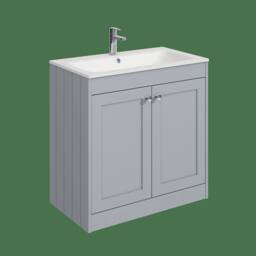 Balterley 800mm Floor Standing 2 Door Unit & Stone Basin 1 Tap Hole - Satin Grey