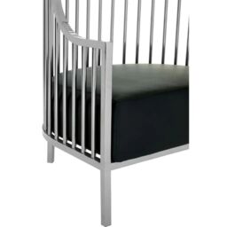 Orsina Silver Finish Dome Cage Chair, Statement Stainless Steel Art Deco Accent Chair, Cage Design with Faux Leather - thumbnail 9