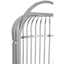 Orsina Silver Finish Dome Cage Chair, Statement Stainless Steel Art Deco Accent Chair, Cage Design with Faux Leather - thumbnail 8