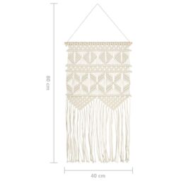Berkfield Home Macrame Wall Hanger 40x80 cm Cotton in Cream - thumbnail 6