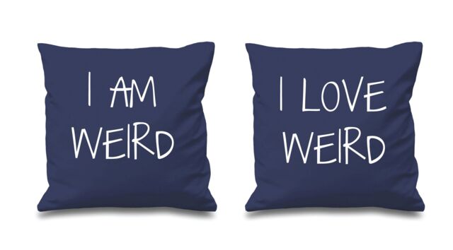 60 SECOND MAKEOVER I Am Weird I Love Weird Cushion Covers in Navy - Size: 40 cm x 40 cm