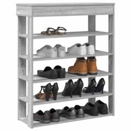Berkfield Home Shoe Rack Grey Sonoma 80x30x98 cm Engineered Wood - Size: 80 x 30 x 98 cm - thumbnail 2