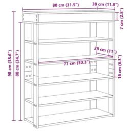Berkfield Home Shoe Rack Grey Sonoma 80x30x98 cm Engineered Wood - Size: 80 x 30 x 98 cm - thumbnail 9