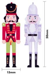 Netagon Pack of 12 Wooden Nutcracker Stickers with Adhesive Back in Red - thumbnail 2