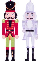 Netagon Pack of 12 Wooden Nutcracker Stickers with Adhesive Back in Red - thumbnail 5