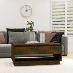 Berkfield Home Modern Coffee Table Smoked Oak 102.5x55x44 cm Engineered Wood in Brown - thumbnail 2