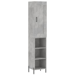 Berkfield Home Highboard Concrete Grey 34.5x34x180 cm Engineered Wood - thumbnail 1