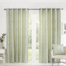 Sundour Sade Eyelet Curtains in Green - Size: 168 cm width x 137 cm drop