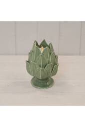 KDMD Sage Green Ceramic Artichoke Candle Holder in Pale Green - thumbnail 1