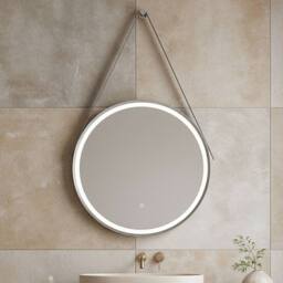 Balterley Round Framed LED Touch Sensor Mirror & Demister, 600mm - Chrome/Grey in Silver - thumbnail 9