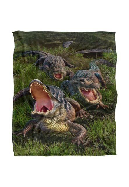 JQ Licensing Jlo Alligators Silky Touch Super Soft Throw Blanket 152 X 127 cm in White - image 1