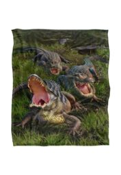 JQ Licensing Jlo Alligators Silky Touch Super Soft Throw Blanket 152 X 127 cm in White - thumbnail 1