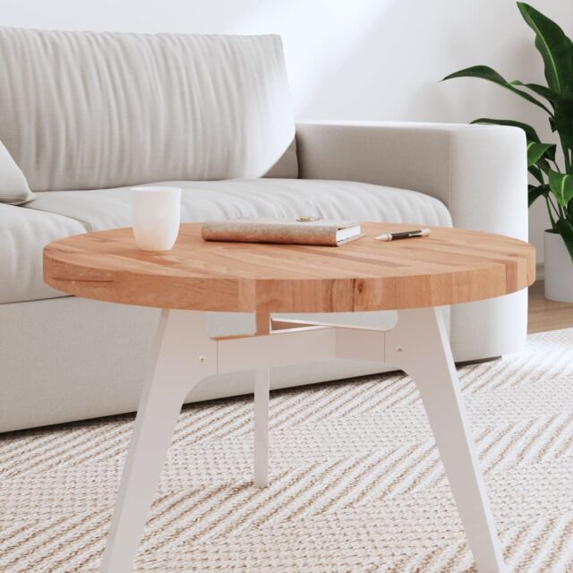 Berkfield Home Table Top Ã˜70x4 cm Round Solid Wood Beech in Brown - Size: 70x4 cm - image 1
