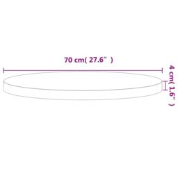 Berkfield Home Table Top Ã˜70x4 cm Round Solid Wood Beech in Brown - Size: 70x4 cm - thumbnail 4