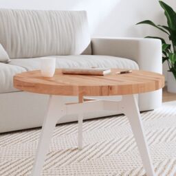 Berkfield Home Table Top Ã˜70x4 cm Round Solid Wood Beech in Brown - Size: 70x4 cm - thumbnail 1
