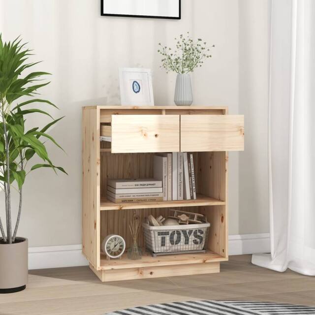 Berkfield Home Beautiful Console Cabinet 60x34x75 cm Solid Wood Pine in Light Brown - Size: 60 x 34 x 75 cm - image 1