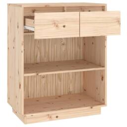 Berkfield Home Beautiful Console Cabinet 60x34x75 cm Solid Wood Pine in Light Brown - Size: 60 x 34 x 75 cm - thumbnail 6