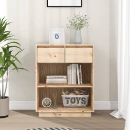 Berkfield Home Beautiful Console Cabinet 60x34x75 cm Solid Wood Pine in Light Brown - Size: 60 x 34 x 75 cm - thumbnail 2