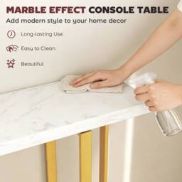 EONLION Console Table with Faux Marble Top in White - Size: 100 cm - thumbnail 3