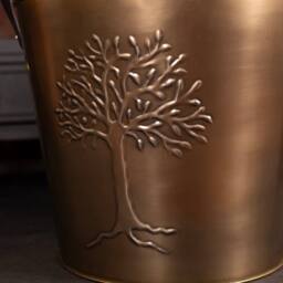 Charles Bentley Mulberry Large Antique Gold Coloured Leather Handled Log Bucket 45x35cm - Size: 45x35 cm - thumbnail 2