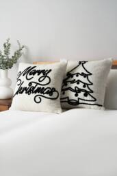 BHS Merry Christmas Tufted Cushion in Black - Size: 43 cm x 43 cm - thumbnail 4