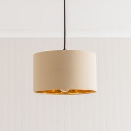 ValueLights Reni Natural with Metallic Gold Inner Pendant Ceiling Lamp Shade & LED Bulb - Size: 6 inches - thumbnail 3
