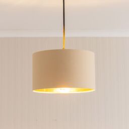 ValueLights Reni Natural with Metallic Gold Inner Pendant Ceiling Lamp Shade & LED Bulb - Size: 6 inches
