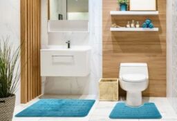 New Edge Blinds Shades Collection 2 Piece Bath Set in Blue - Size: 45 cm width x 75 cm drop
