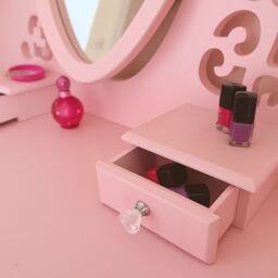 KOSY KOALA Women's Dressing Table With Mirror Stool Vanity Dresser Vanity Bedroom Pink Love Heart - thumbnail 4