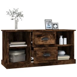 Berkfield Home TV Cabinet Smoked Oak 99.5x35.5x48 cm Engineered Wood in Brown - thumbnail 5