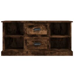Berkfield Home TV Cabinet Smoked Oak 99.5x35.5x48 cm Engineered Wood in Brown - thumbnail 6