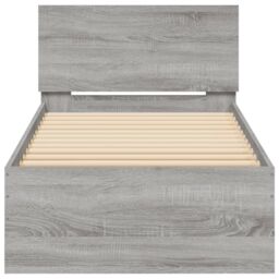Berkfield Home Bed Frame without Mattress with Headboard Grey Sonoma 75x190 cm Small Single - thumbnail 5