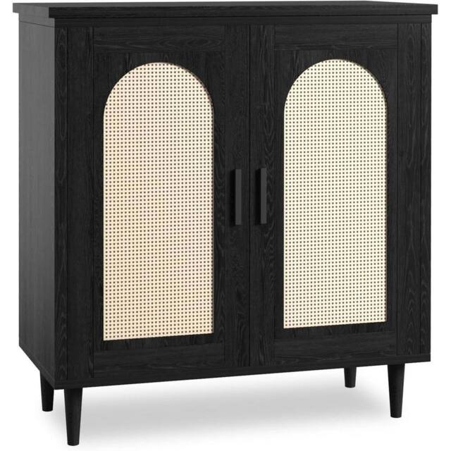 FORGEVIO Rattan Sideboard Cabinet Buffet Cabinet Storage Cabinet Black - image 1