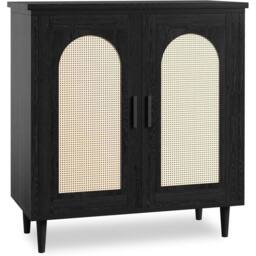 FORGEVIO Rattan Sideboard Cabinet Buffet Cabinet Storage Cabinet Black - thumbnail 1