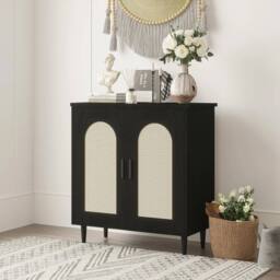 FORGEVIO Rattan Sideboard Cabinet Buffet Cabinet Storage Cabinet Black - thumbnail 4