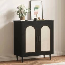 FORGEVIO Rattan Sideboard Cabinet Buffet Cabinet Storage Cabinet Black - thumbnail 3