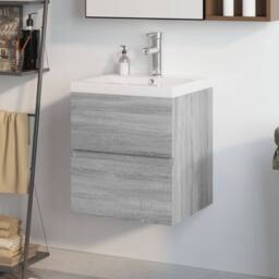Berkfield Home Sink Cabinet with Built-in Basin Grey Sonoma Engineered Wood - thumbnail 2