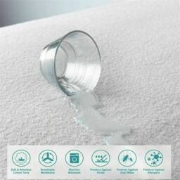 Nordara Waterproof Terry Towelling Mattress Protector in White - Size: Double - thumbnail 2