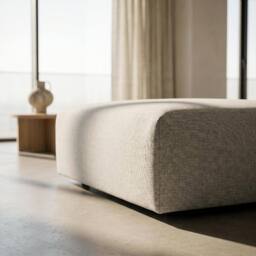 Abakus Direct Tokyo Footstool Brushed Tweed Fabric in Light Grey - thumbnail 7