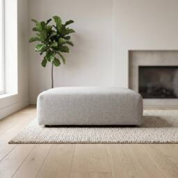 Abakus Direct Tokyo Footstool Brushed Tweed Fabric in Light Grey