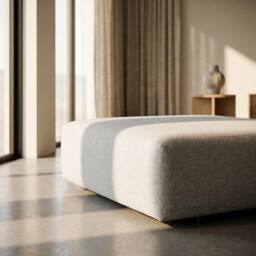 Abakus Direct Tokyo Footstool Brushed Tweed Fabric in Light Grey - thumbnail 6