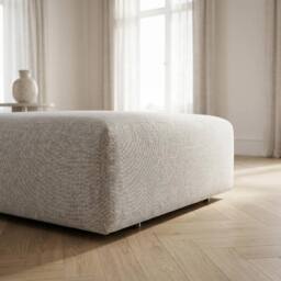 Abakus Direct Tokyo Footstool Brushed Tweed Fabric in Light Grey - thumbnail 2